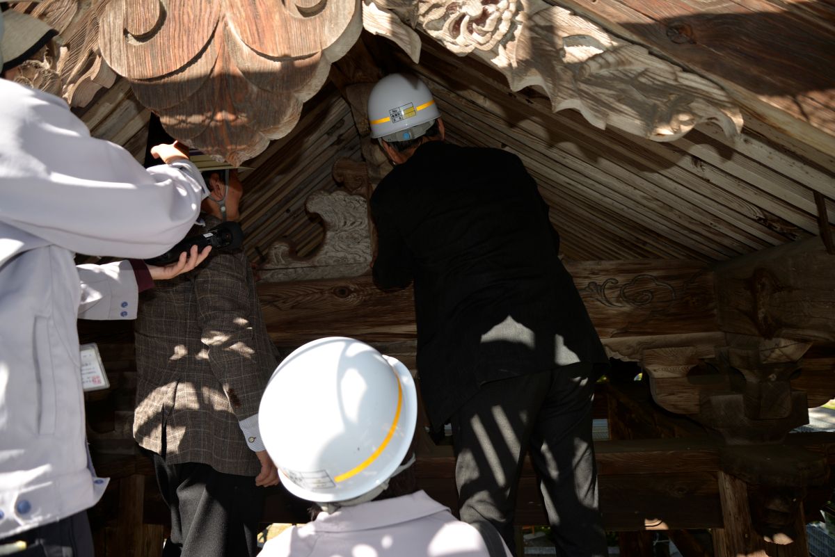 南宮神社鐘撞堂 修理検討会 現地確認 笈形