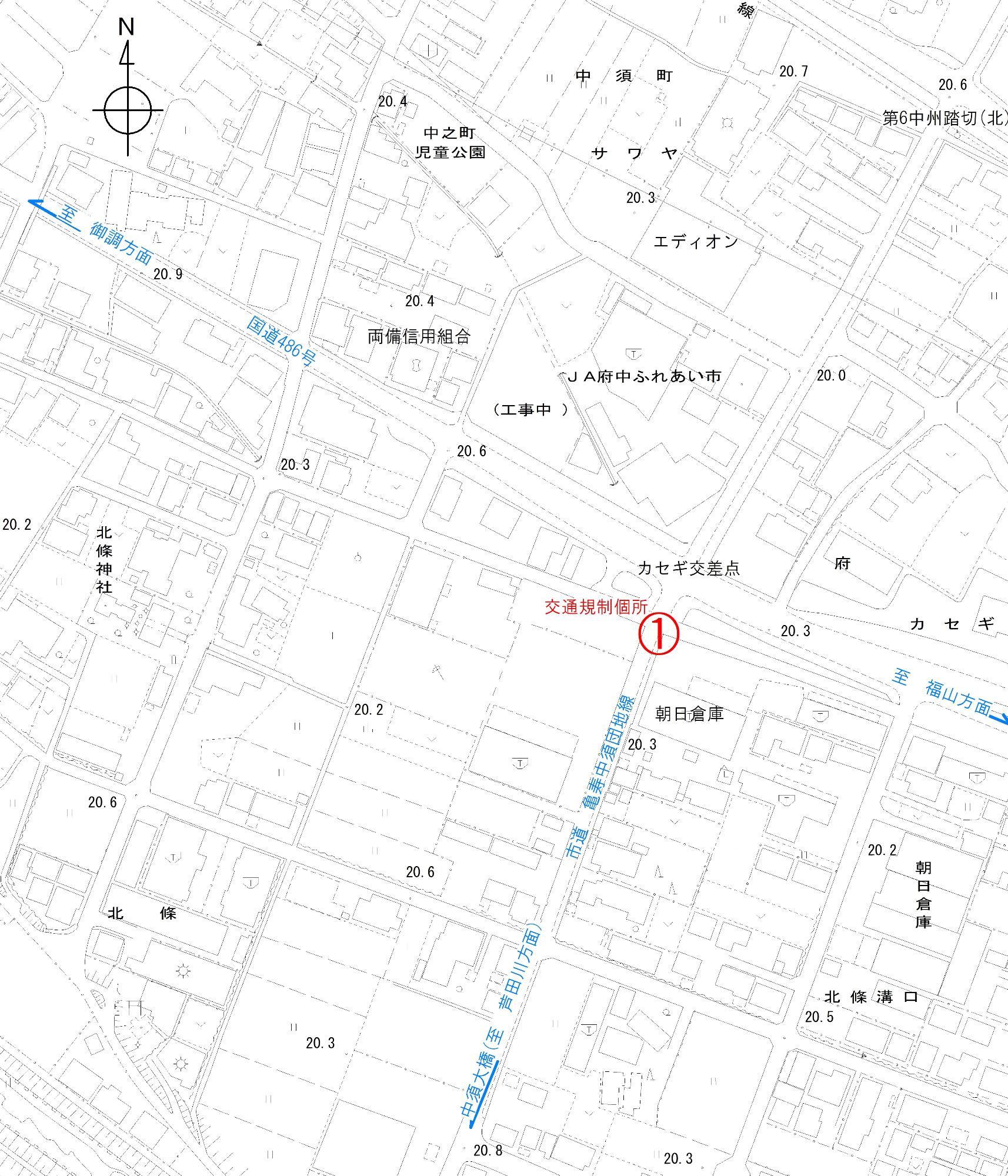 交通規制の地図
