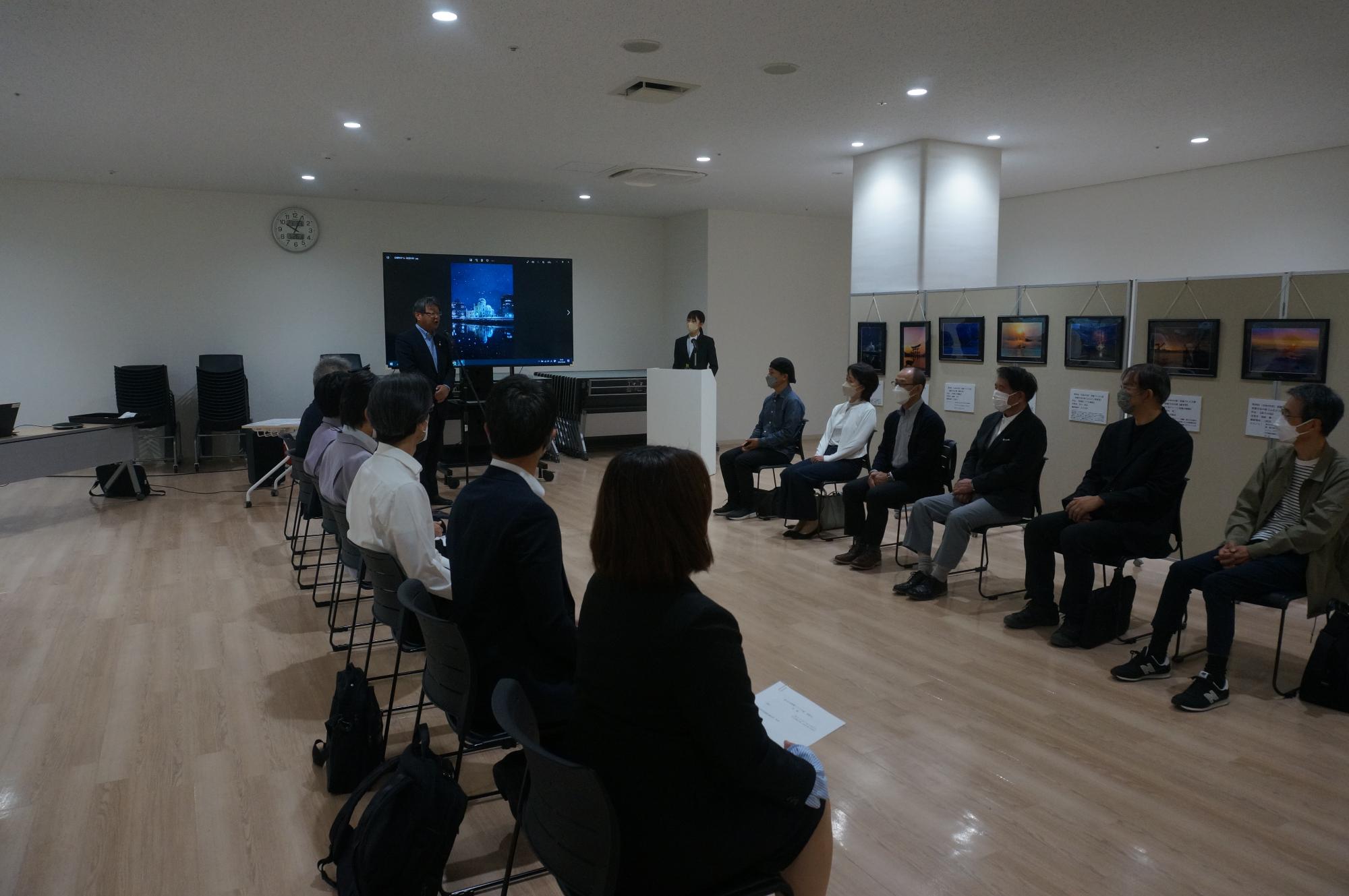 景観づくり大賞表彰式で挨拶する小野市長