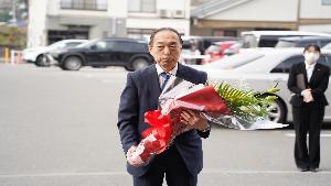 杉本教育長 初登庁の様子