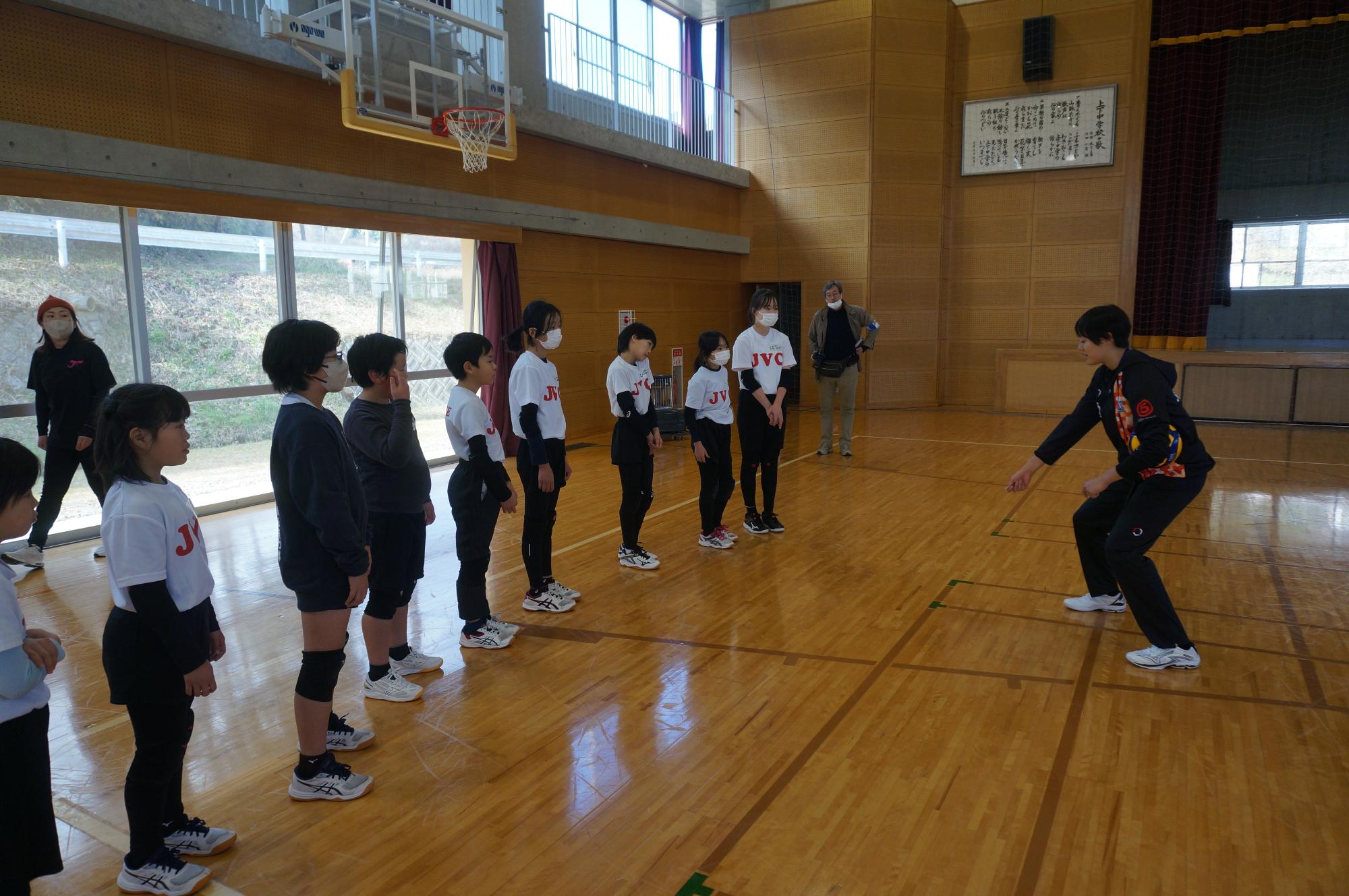 岡山シーガルズバレーボール教室の様子