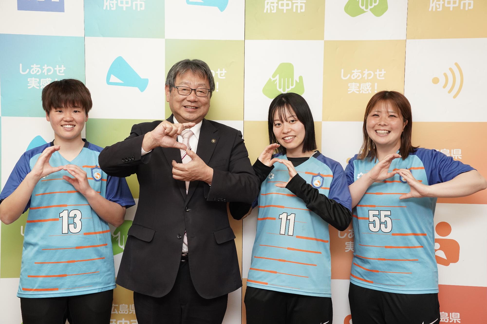 スフィーダ備後府中FCの選手による市長表敬訪問